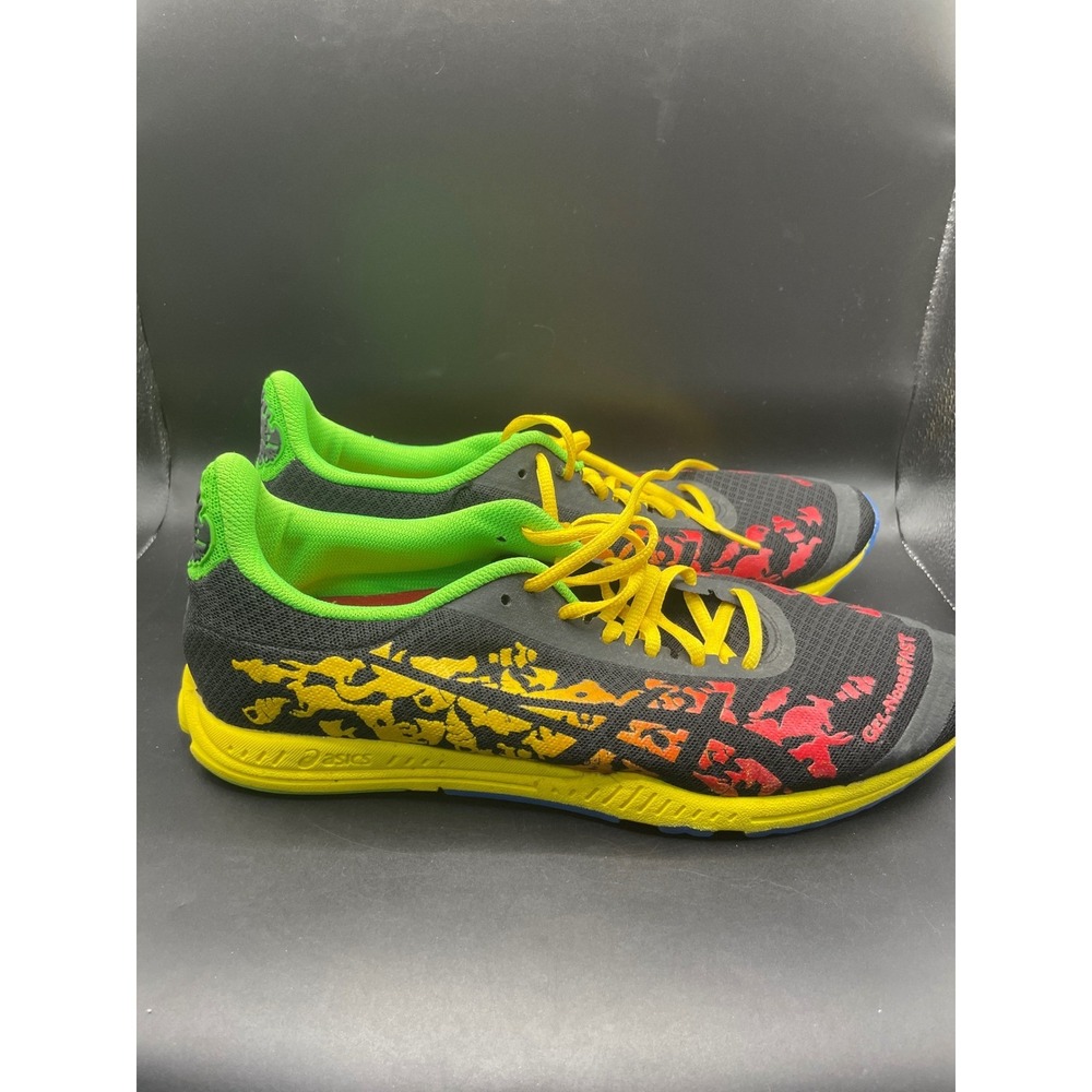 Asics Gel-NoosaFast Mens Running Shoes Size 9 Black Red Yellow Green T307N